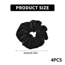 4er Set Schwarze Samt Scrunchies Haargummi für Damen und