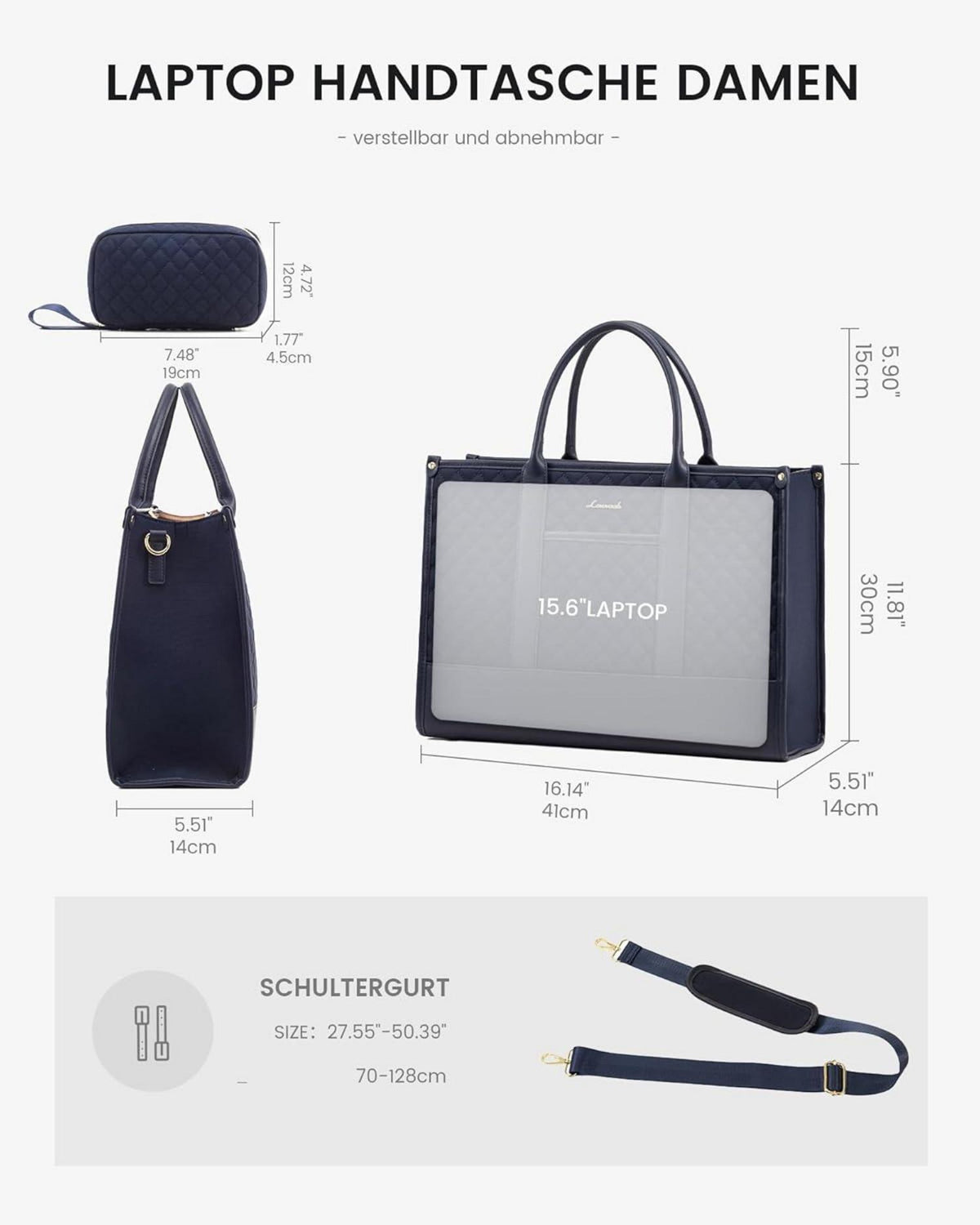 LOVEVOOK Laptoptasche Damen 15,6 Zoll Wasserdicht Arbeitstasche Handtasche Groß Uni