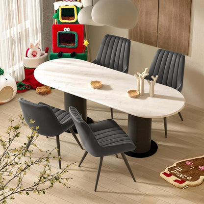 Esszimmerstühle 4er Set Dunkelgrau | Polsterstühle mit Sitzkissen