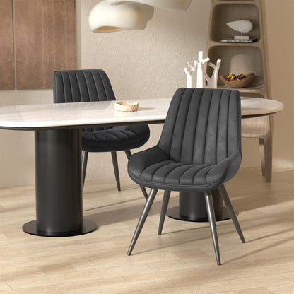 Esszimmerstühle 2er Set | Polsterstühle mit Sitzkissen Schwarz