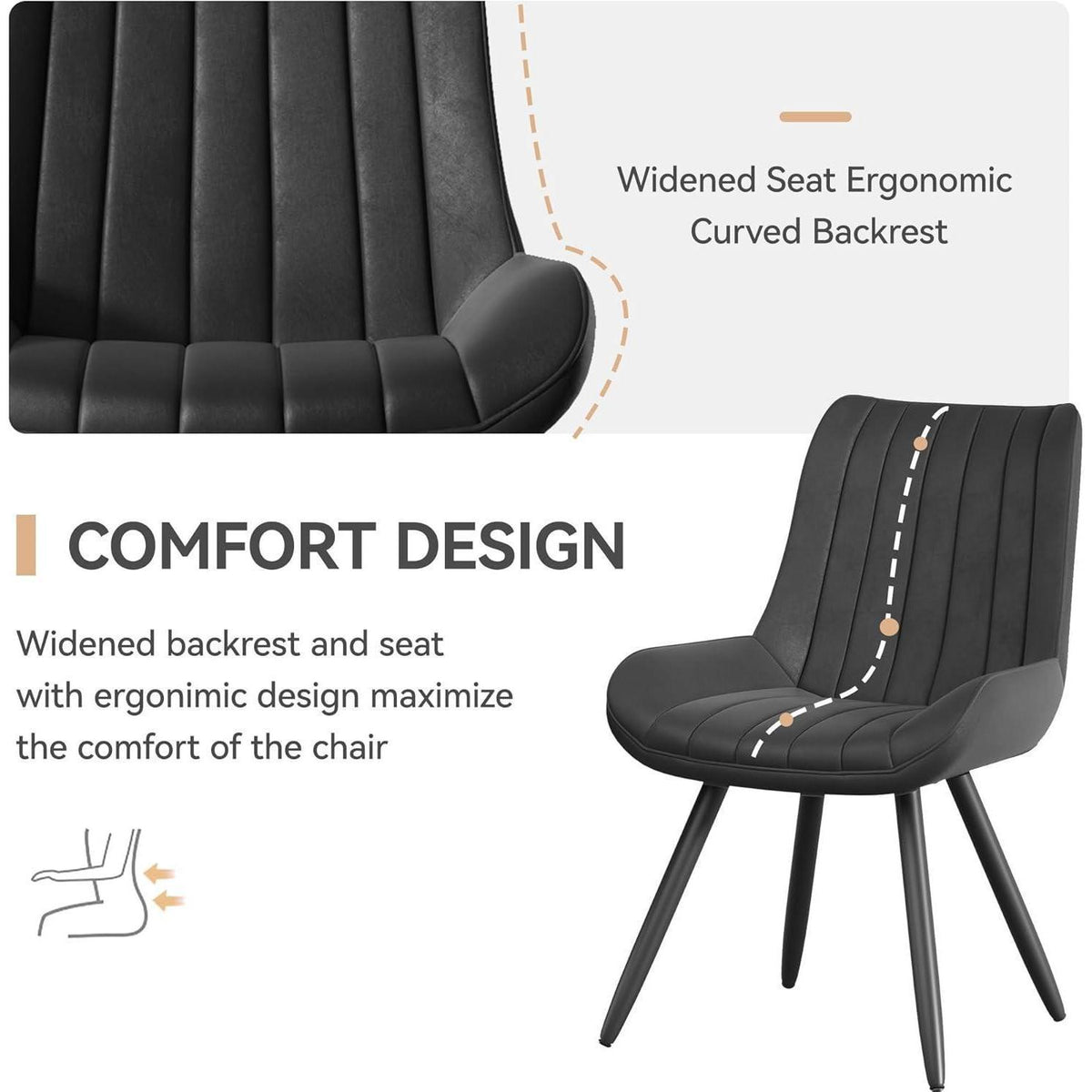 Esszimmerstühle 2er Set | Polsterstühle mit Sitzkissen Schwarz