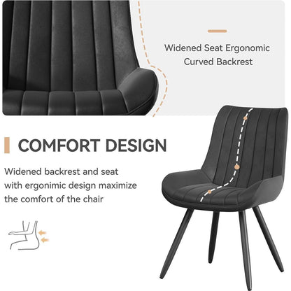 Esszimmerstühle 2er Set | Polsterstühle mit Sitzkissen Schwarz