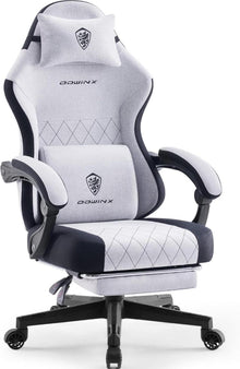 Ergonomischer Gaming Stuhl mit Lendenmassage und Fußstütze, Grau