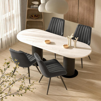 Esszimmerstühle 6er Set | Polsterstühle Schwarz mit Sitzkissen
