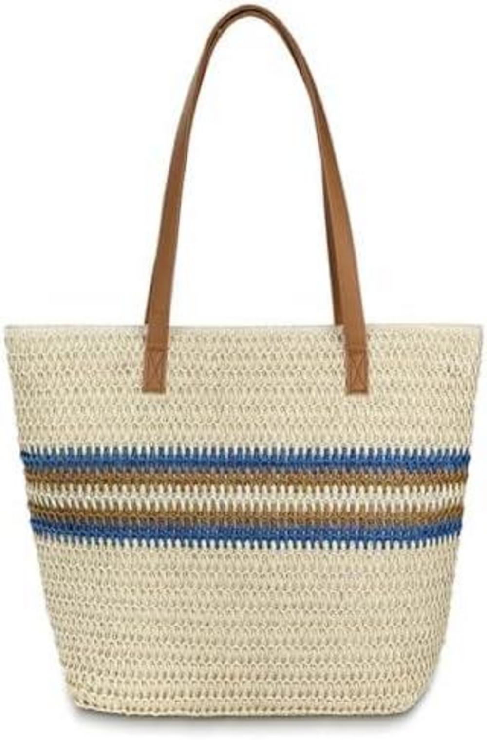 Strandtasche Stroh Handtasche Damen Reißverschluss Sommer