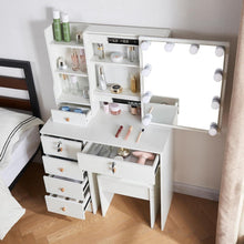 Schminktisch mit LED-Beleuchtung, Hocker und