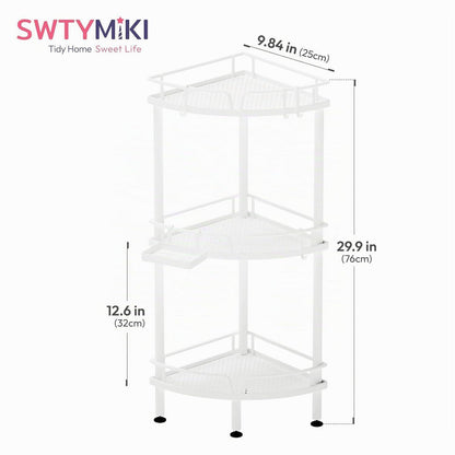 Duschablage Eckig ohne Bohren - Edelstahl 3-Lagen Weiß