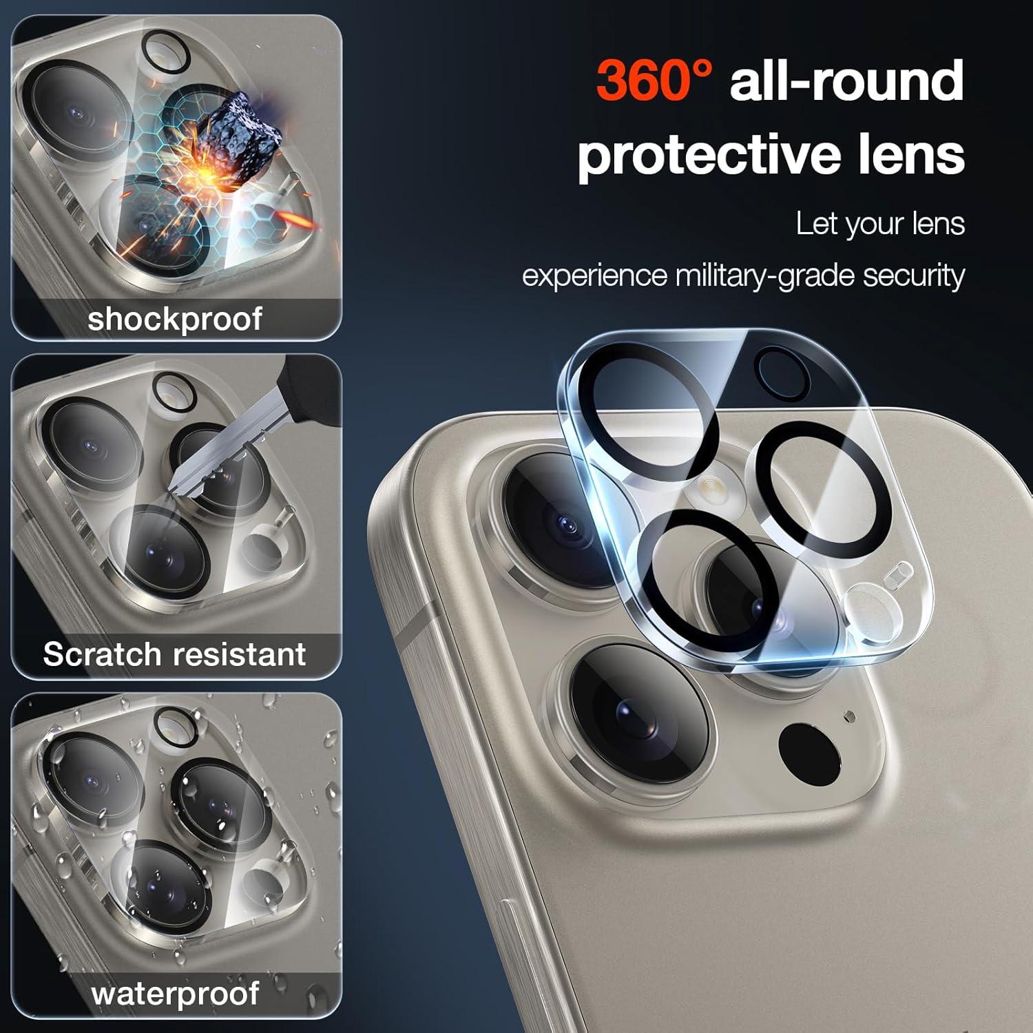 3er Set Kameraschutz iPhone 16 Pro/iPhone 16 Pro Max, Ultra-Klar, 9H Härte