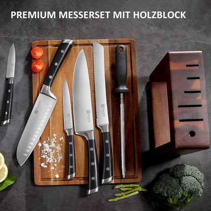 PAUDIN Messerblock Set, 7-teilig, Edelstahl, Profi