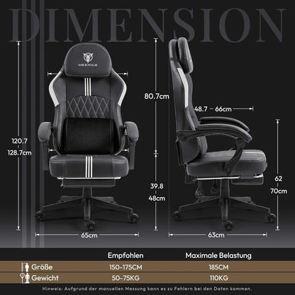 Gaming Stuhl mit Taschenfederkissen, Kühlung