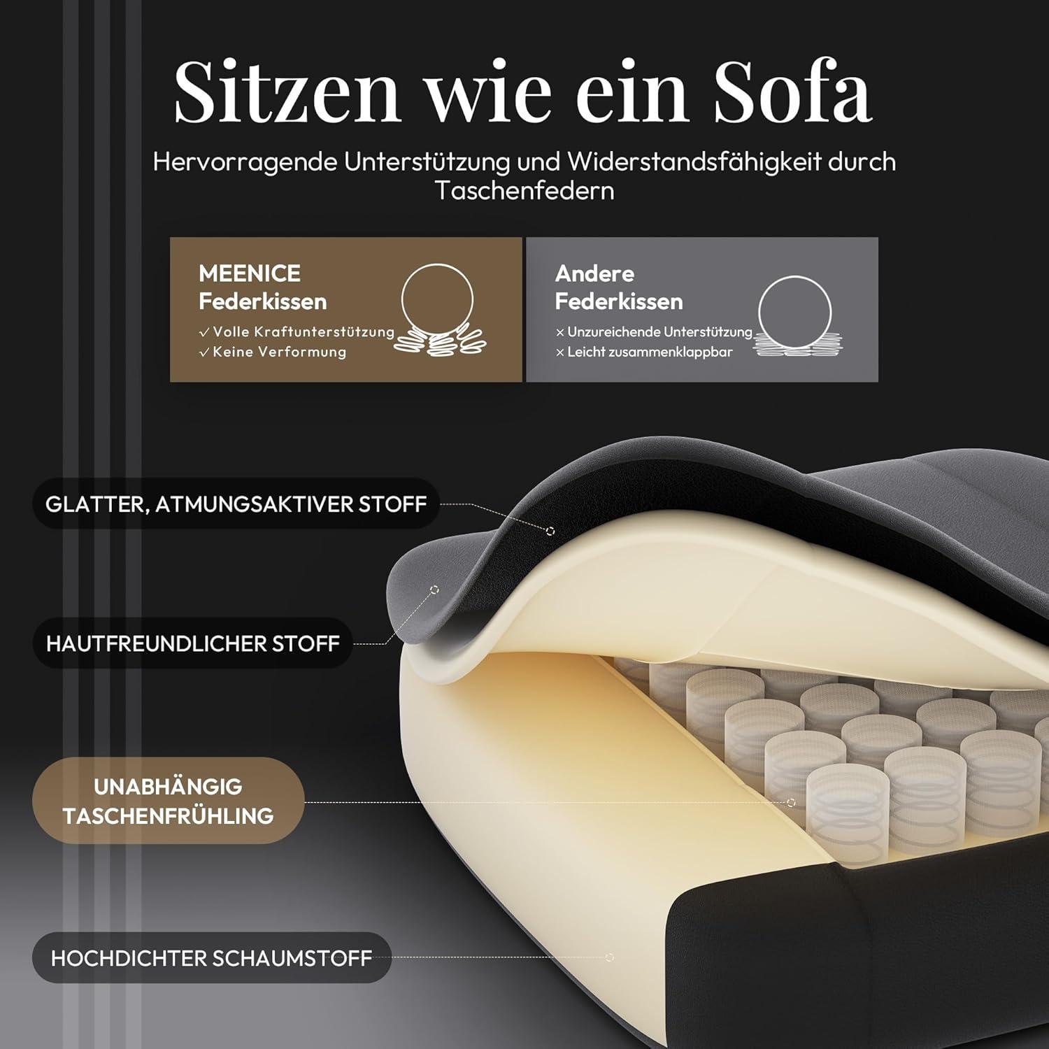 Gaming Stuhl Schwarz Massage Taschenfederkissen Kühlung Gel Erwachsene