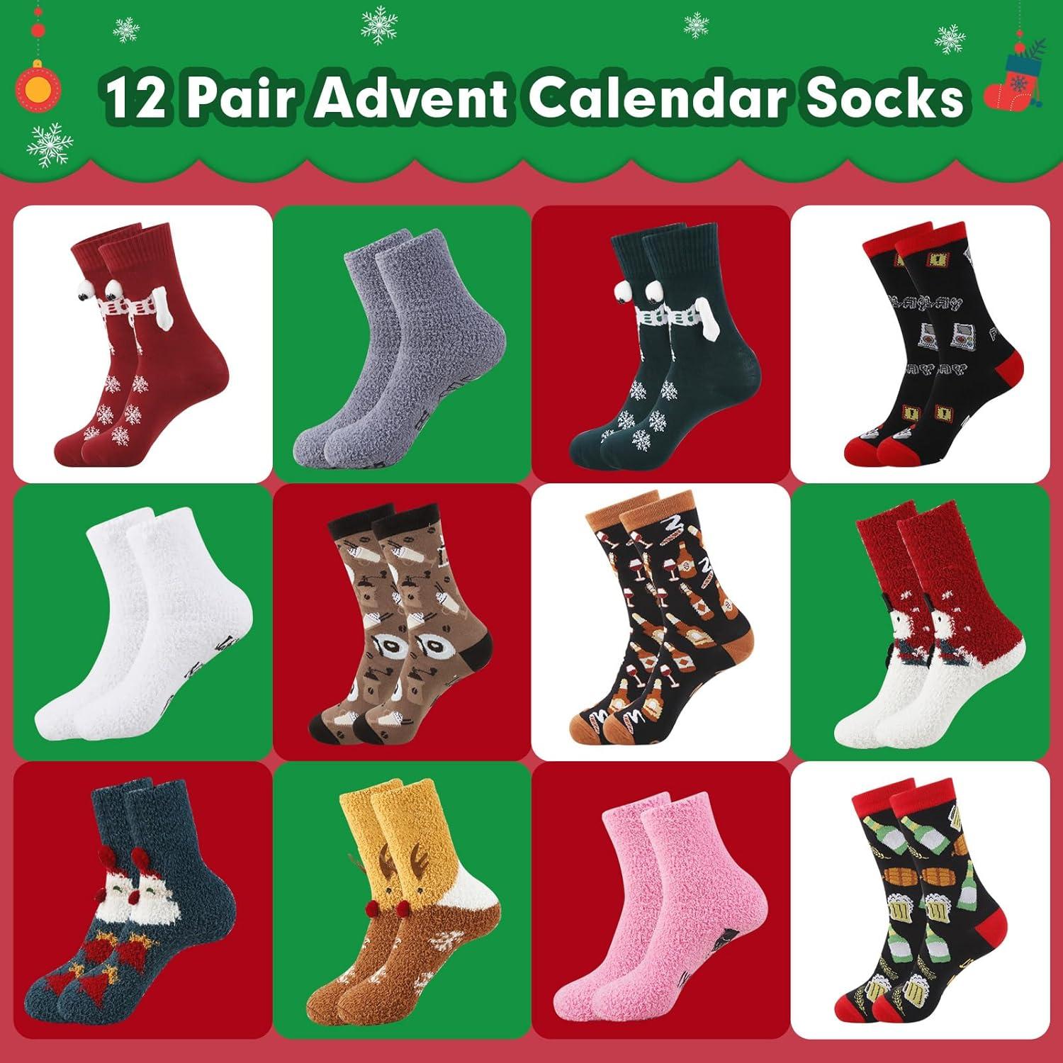Adventskalender Damen 2024 Kuschelsocken Lustige