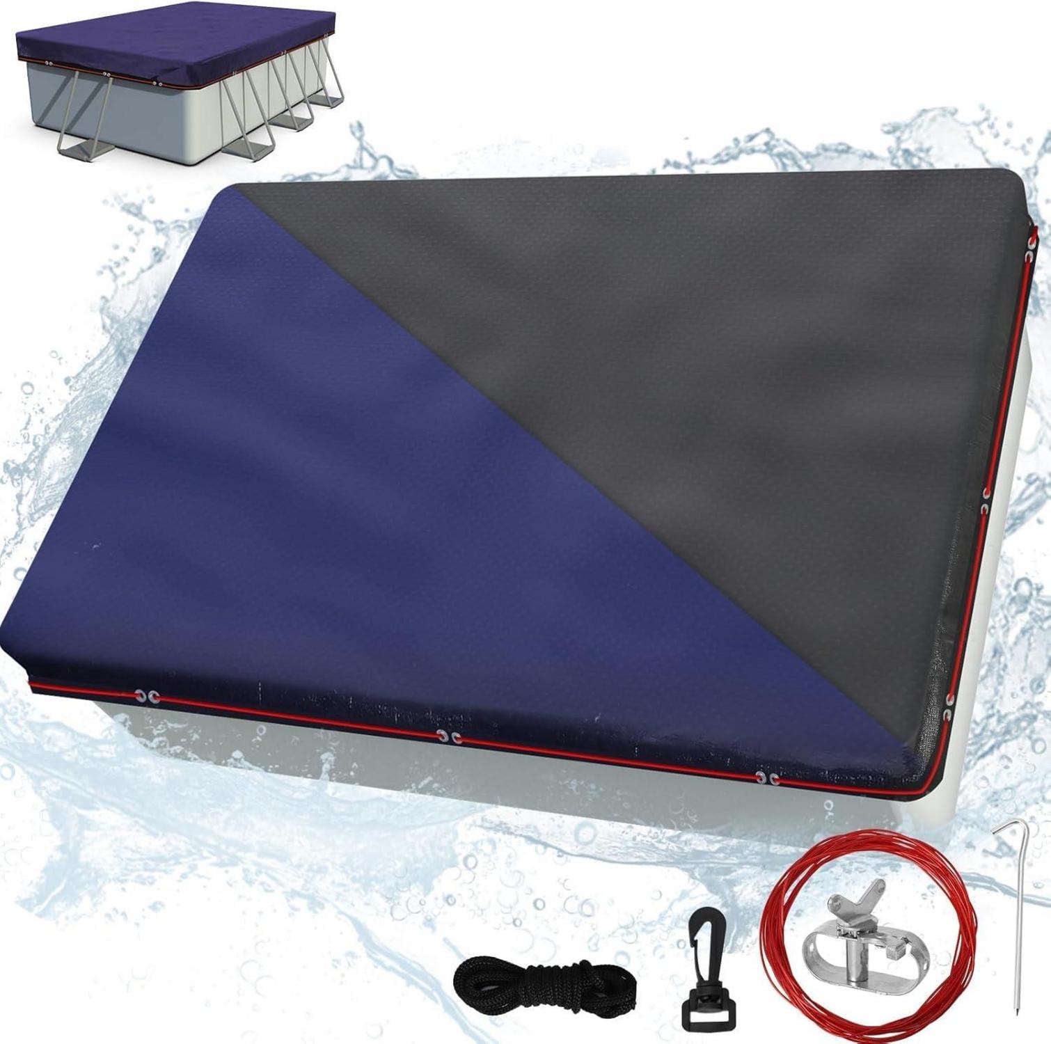 Poolabdeckung 360x260cm Solarfunktion & doppelte Befestigung