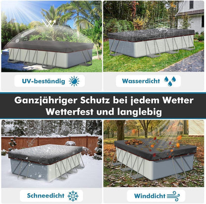 Poolabdeckung 360x260cm Solarfunktion & doppelte Befestigung