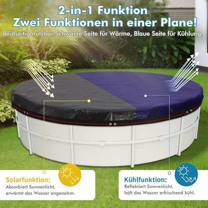 Poolabdeckung rund Ø240cm UV-resistente Abdeckplane 200g/m²PE