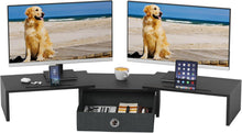 Monitorständer mit Schublade für 2 Monitore in Schwarz 99 x 23,6 x