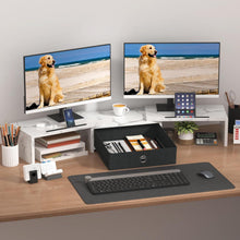 Monitorständer mit Schublade für 2 Monitore Holz Weiß 99 x