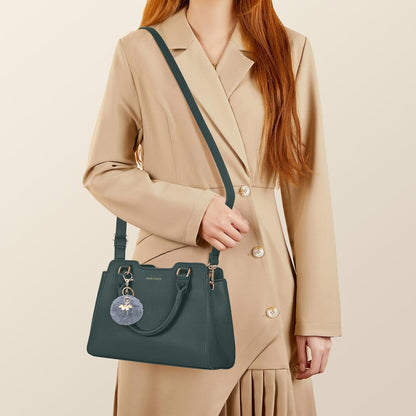 IGOLUMON Damen Handtasche Leder Mittelgroß Schultertasche Schwarz