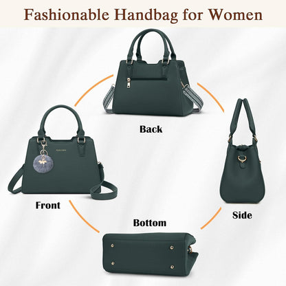 IGOLUMON Damen Handtasche Mittelgroß Leder Dunkelgrün