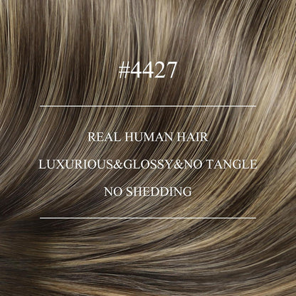 Echthaar Nano Ring Extensions Balayage Dunkelbraun Karamellblond 55cm