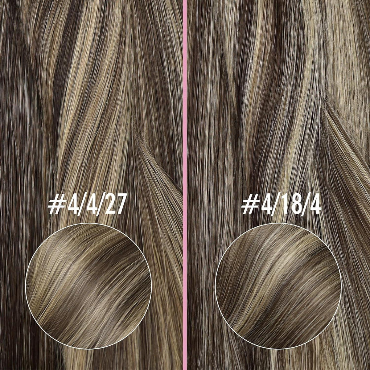Echthaar Nano Ring Extensions Balayage Dunkelbraun Karamellblond 55cm