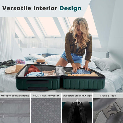 SHOWKOO Großer Hartschalenkoffer 75cm Leicht TSA-Schloss 4 Rollen XL Dunkel Grün
