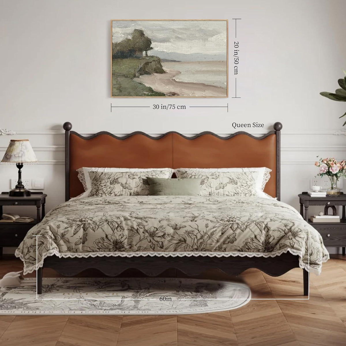 Vintage Meereslandschaft Leinwandbild mit Holzrahmen 50x75 cm