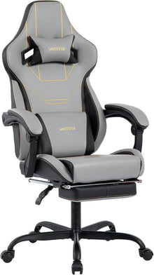 Ergonomischer Gaming Stuhl mit Fußstütze und Massage-Lendenkissen