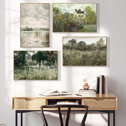 Vintage Leinwandbild mit Holzrahmen, dänische See Landschaft