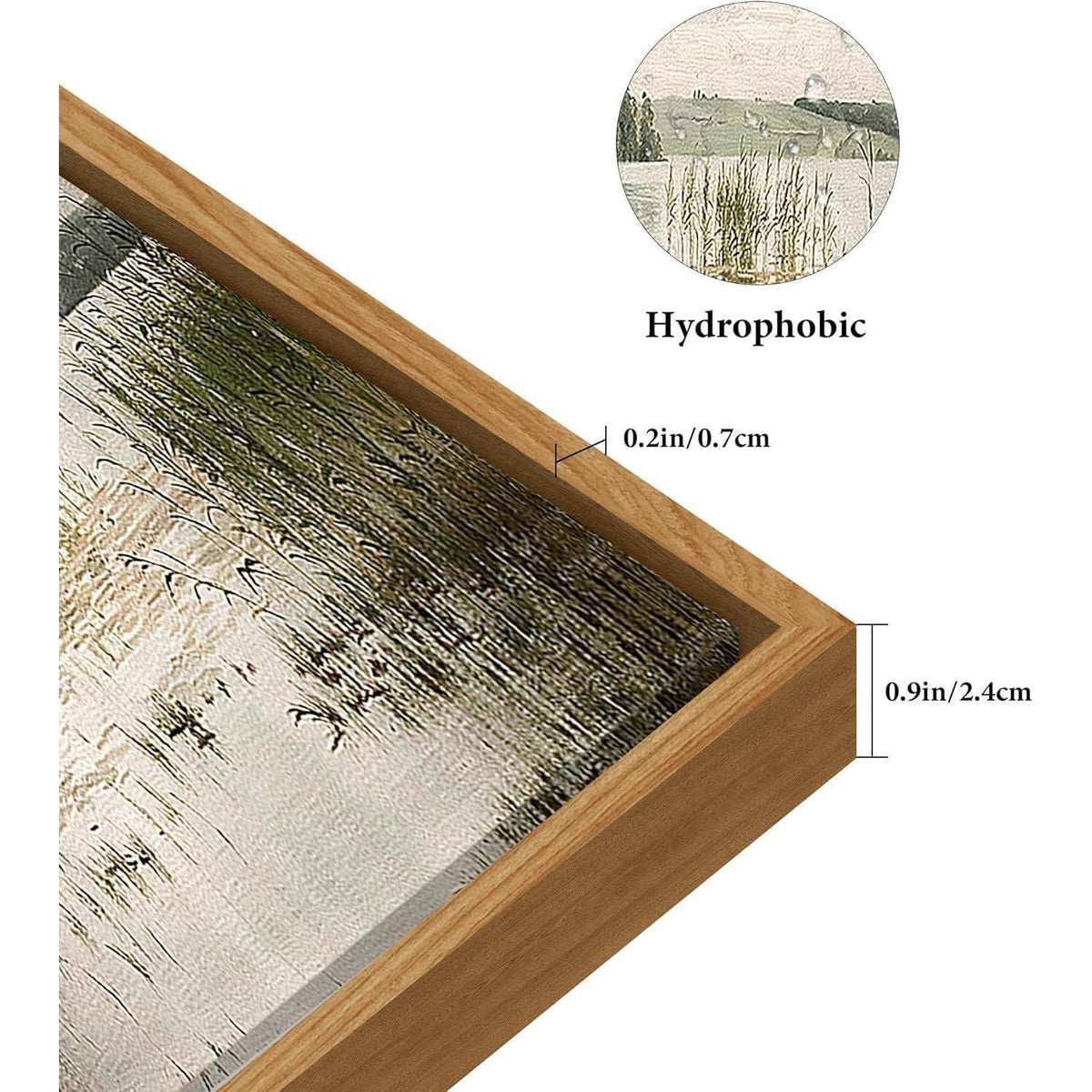 Vintage Leinwandbild mit Holzrahmen, dänische See Landschaft