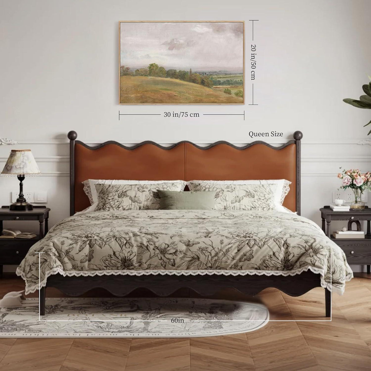 Vintage Leinwandbild mit Holzrahmen, 50x75 cm Himmel & Wiesen