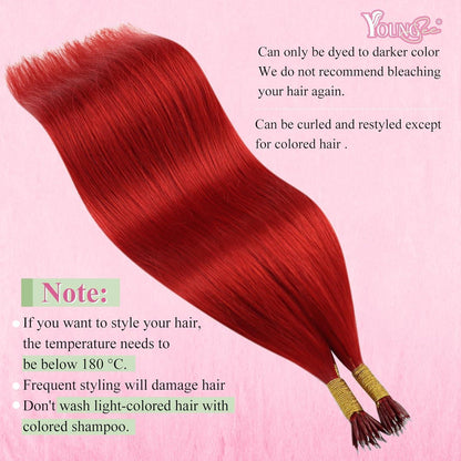 Rot 50cm Echthaar Nano Ring Extensions – Remy Haarverlängerung