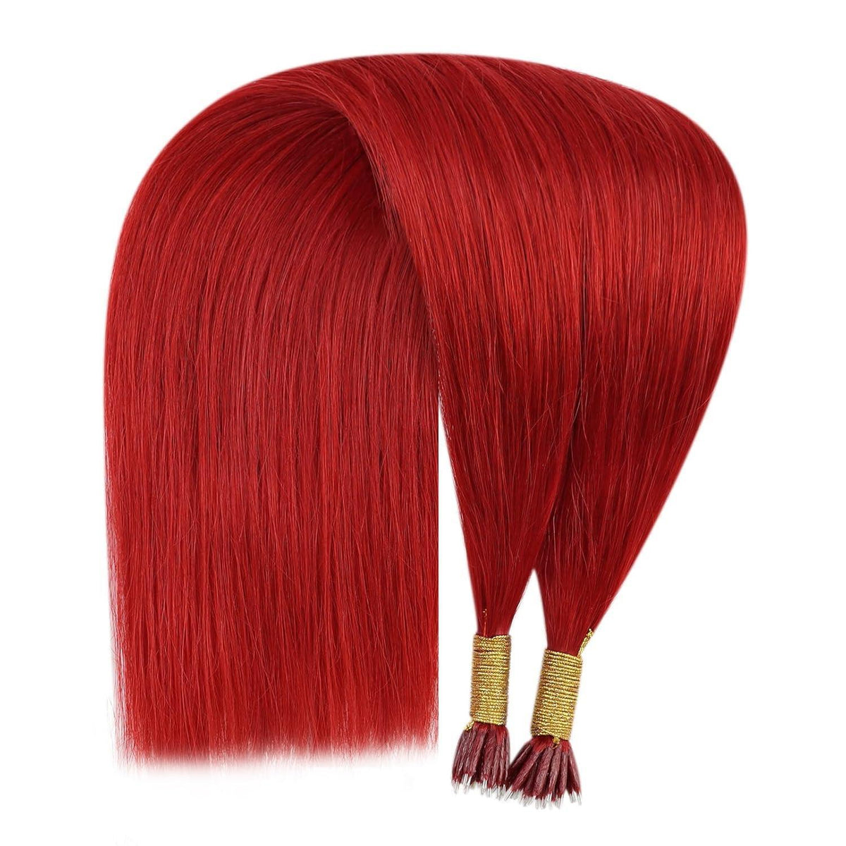 Rot 50cm Echthaar Nano Ring Extensions – Remy Haarverlängerung