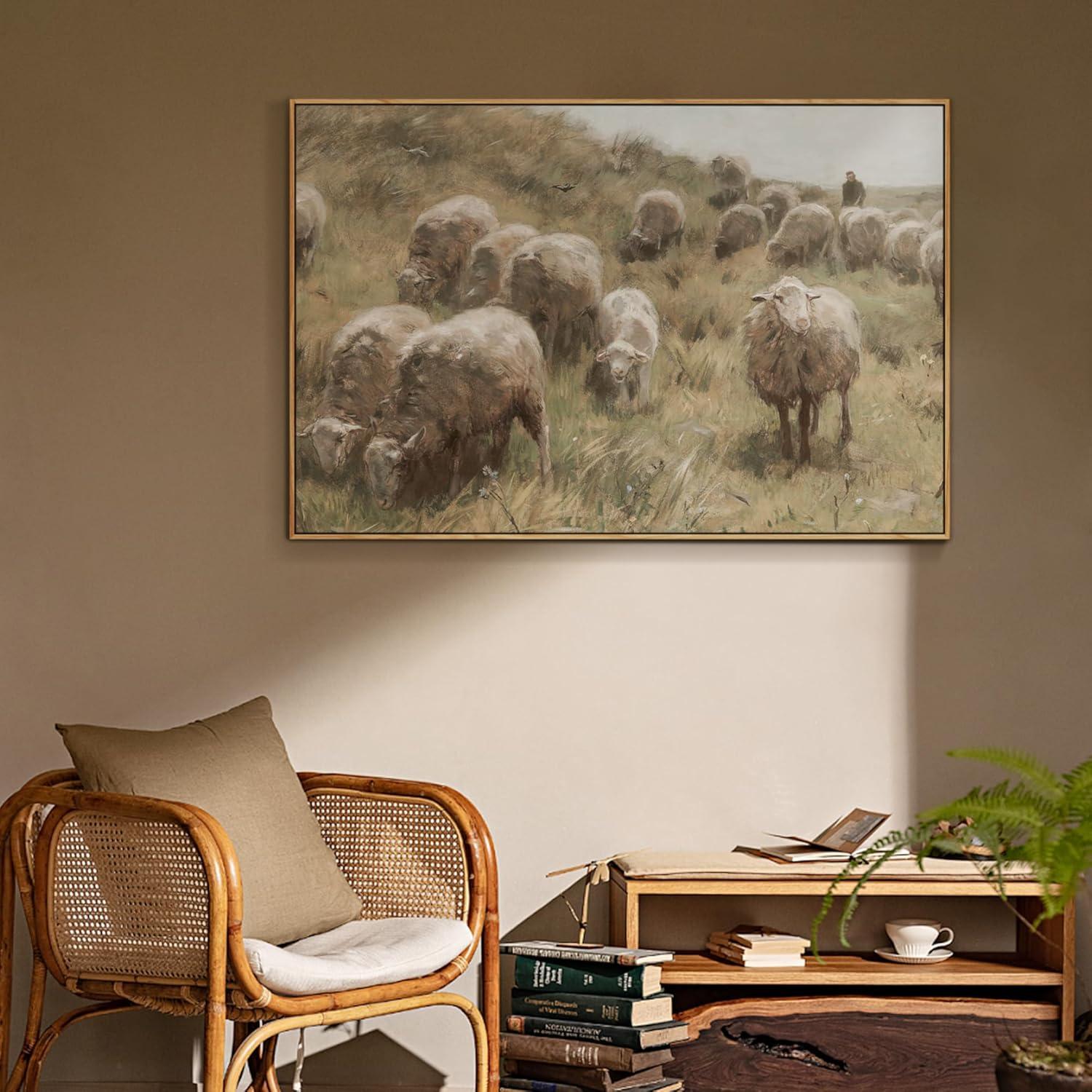 Vintage Leinwandbild mit Holzrahmen 40x60 cm Wanddeko Tiermotiv
