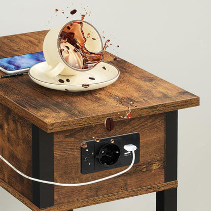 Beistelltisch mit Ladestation und Ablagefläche, Flip-Top