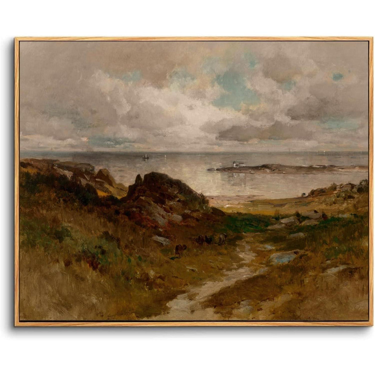 Vintage Meereslandschaft Leinwandbild mit Holzrahmen 50x75 cm
