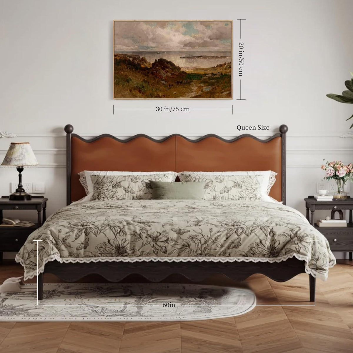 Vintage Meereslandschaft Leinwandbild mit Holzrahmen 50x75 cm