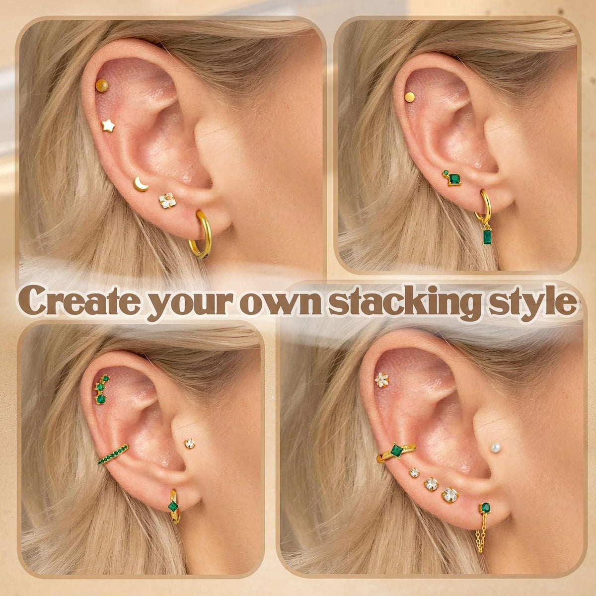 25Stück Hypoallergen Helix Piercing Ohr Chirurgenstahl Ohrringe Set