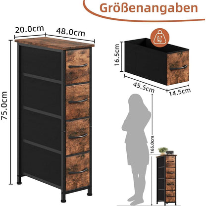 Somdot Kommode mit 4 Schubladen – Schmaler Aufbewahrungsschrank