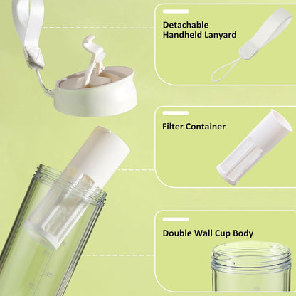 Protein Shaker Früchtebehälter Kaltgebrühter Kaffee Sportflasche Mixer 500ml