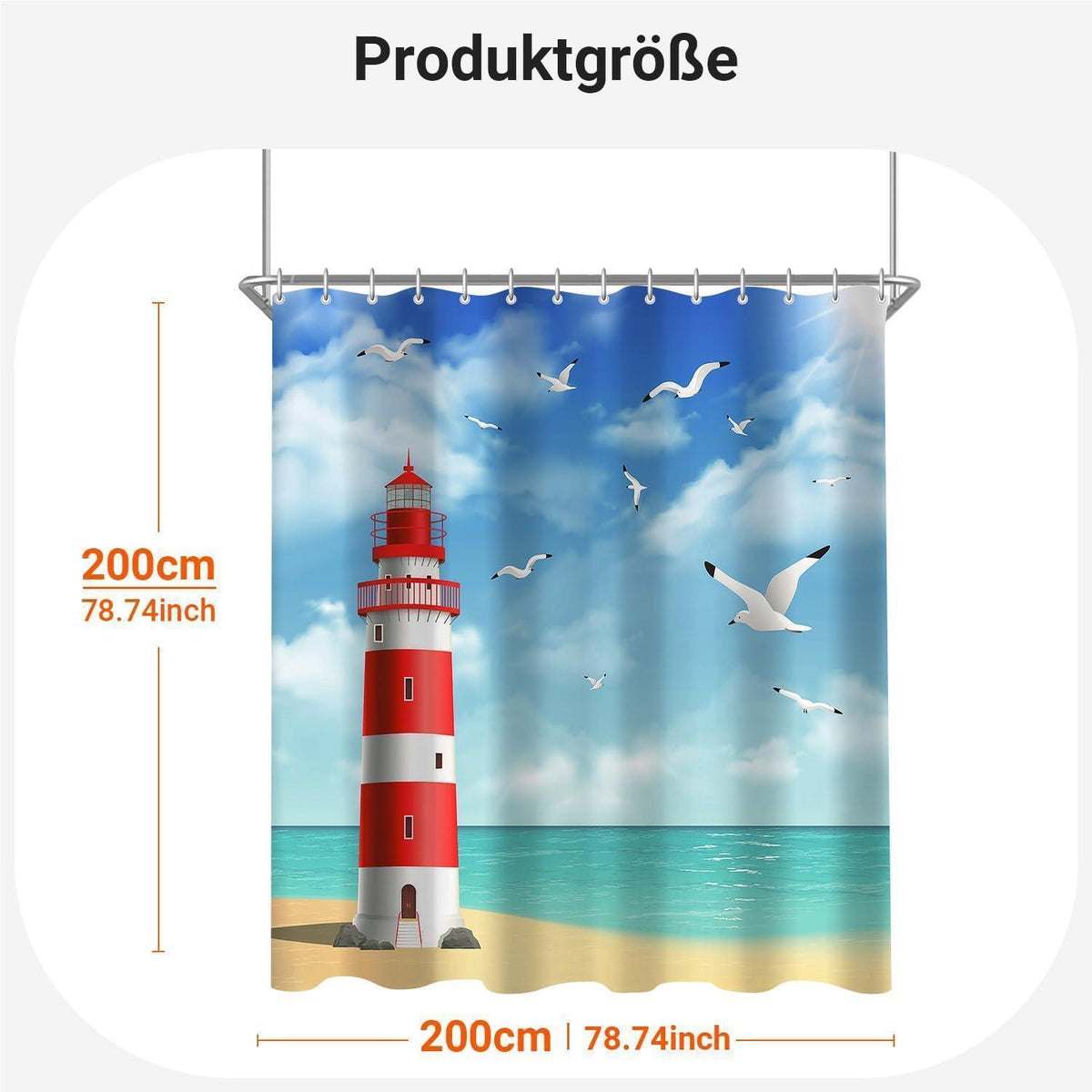 Duschvorhang Leuchtturm 200x200cm Wasserabweisend & Antischimmel