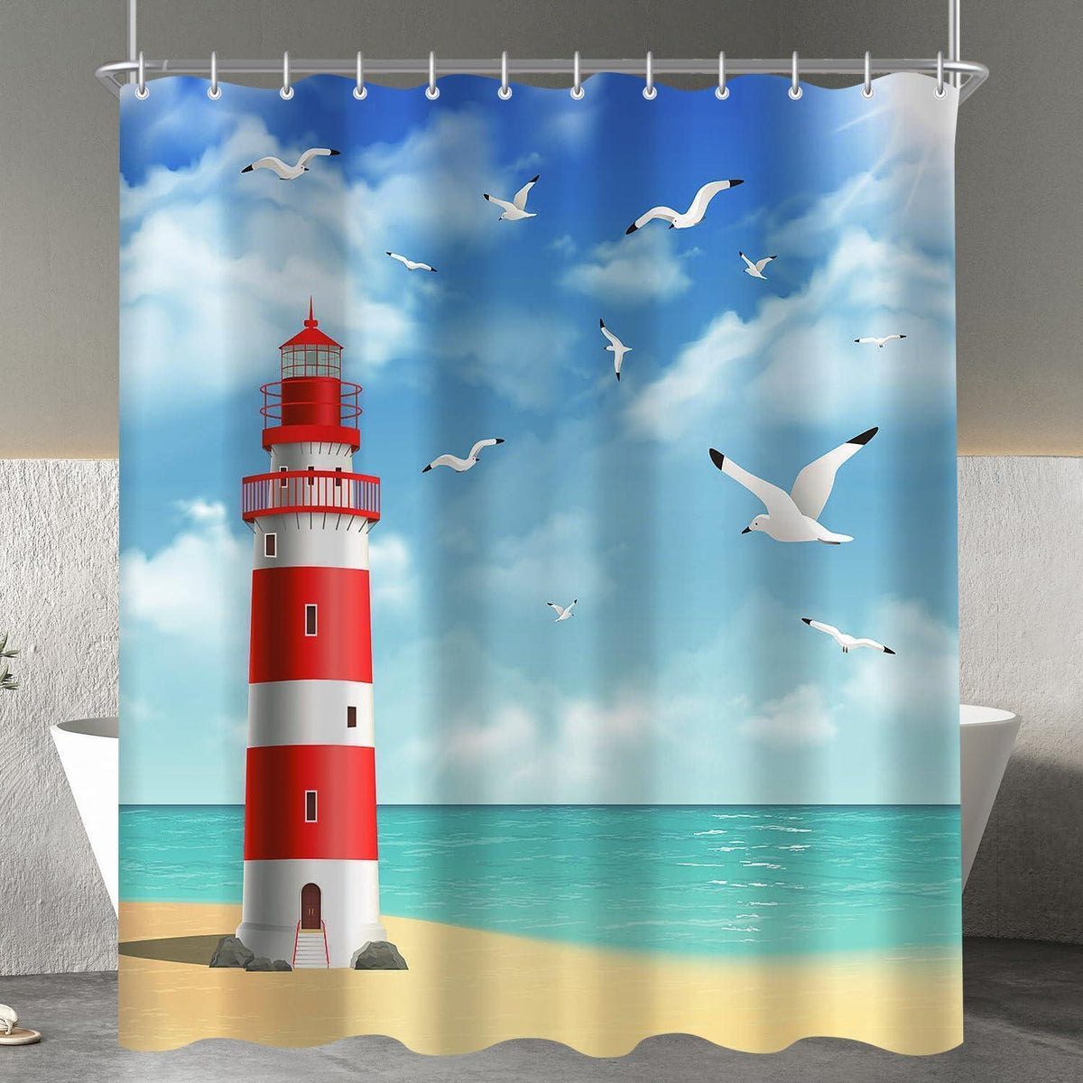 Duschvorhang Leuchtturm 200x200cm Wasserabweisend & Antischimmel