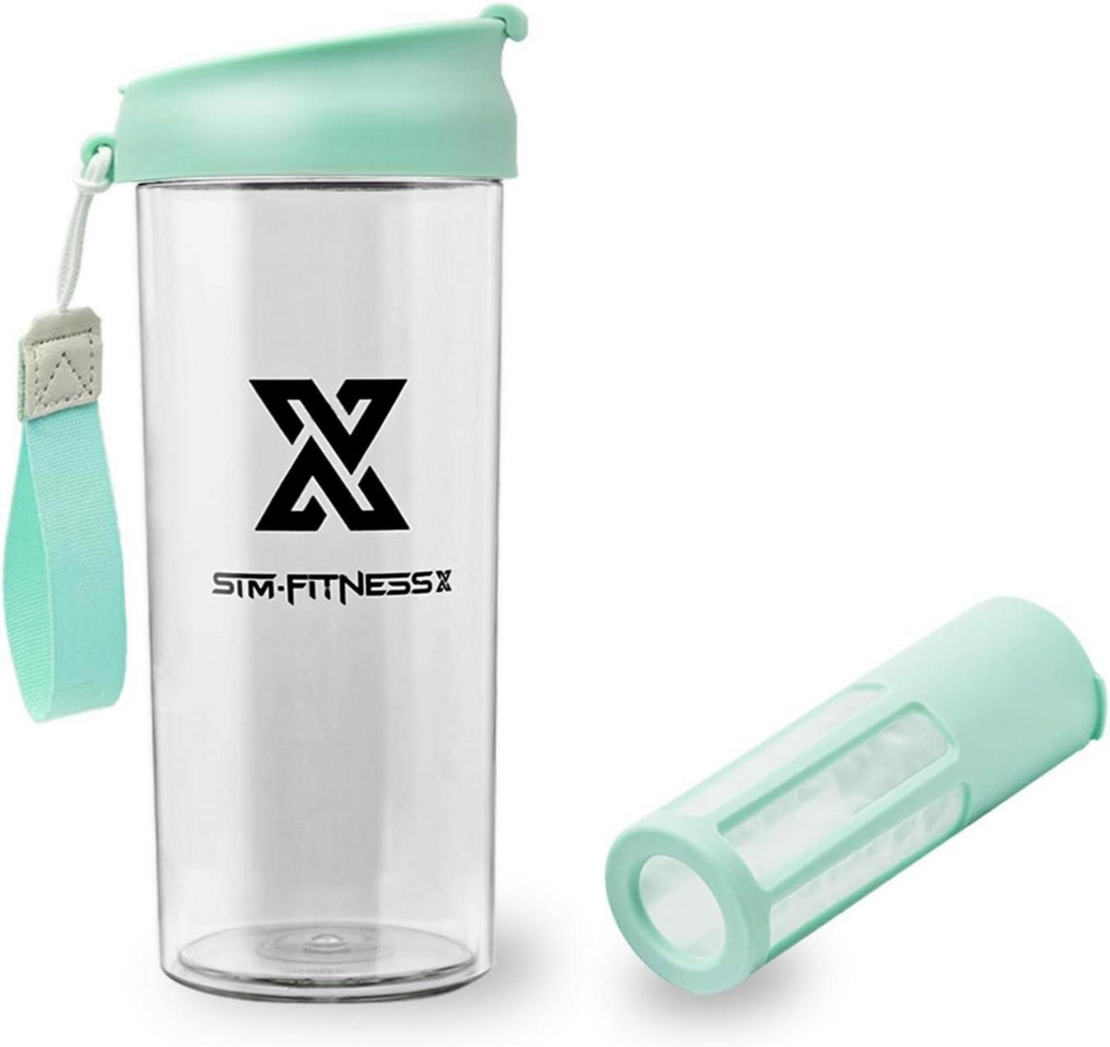 Protein Shaker mit Früchtebehälter Mixer 500ml Blau