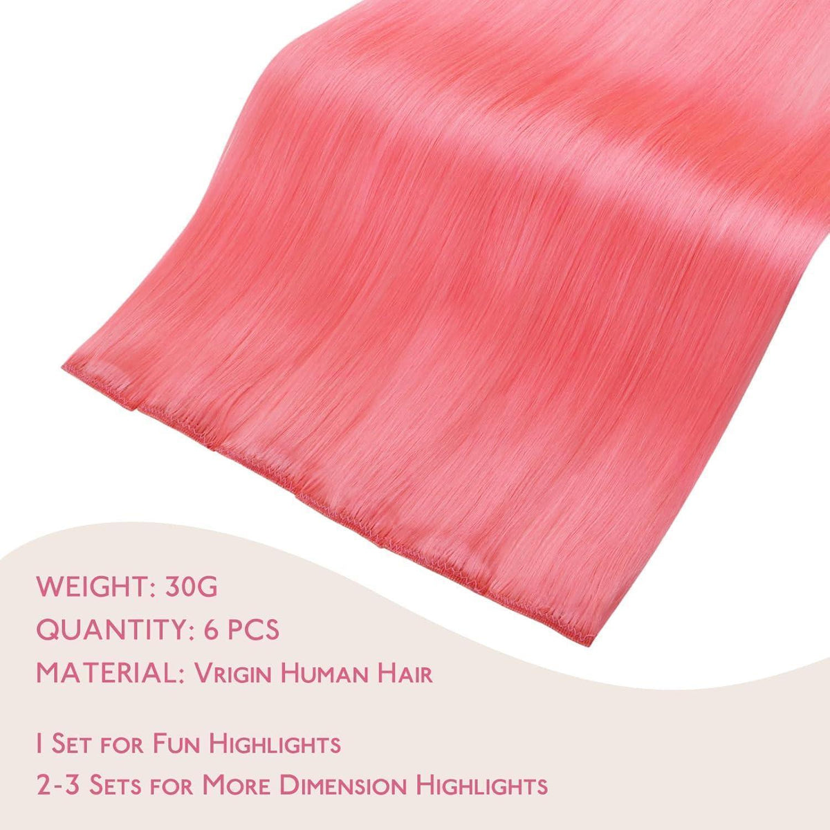Rosa Clip-In Haarverlängerung 60cm Remy Echthaar