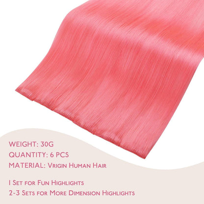 Rosa Clip-In Haarverlängerung 60cm Remy Echthaar