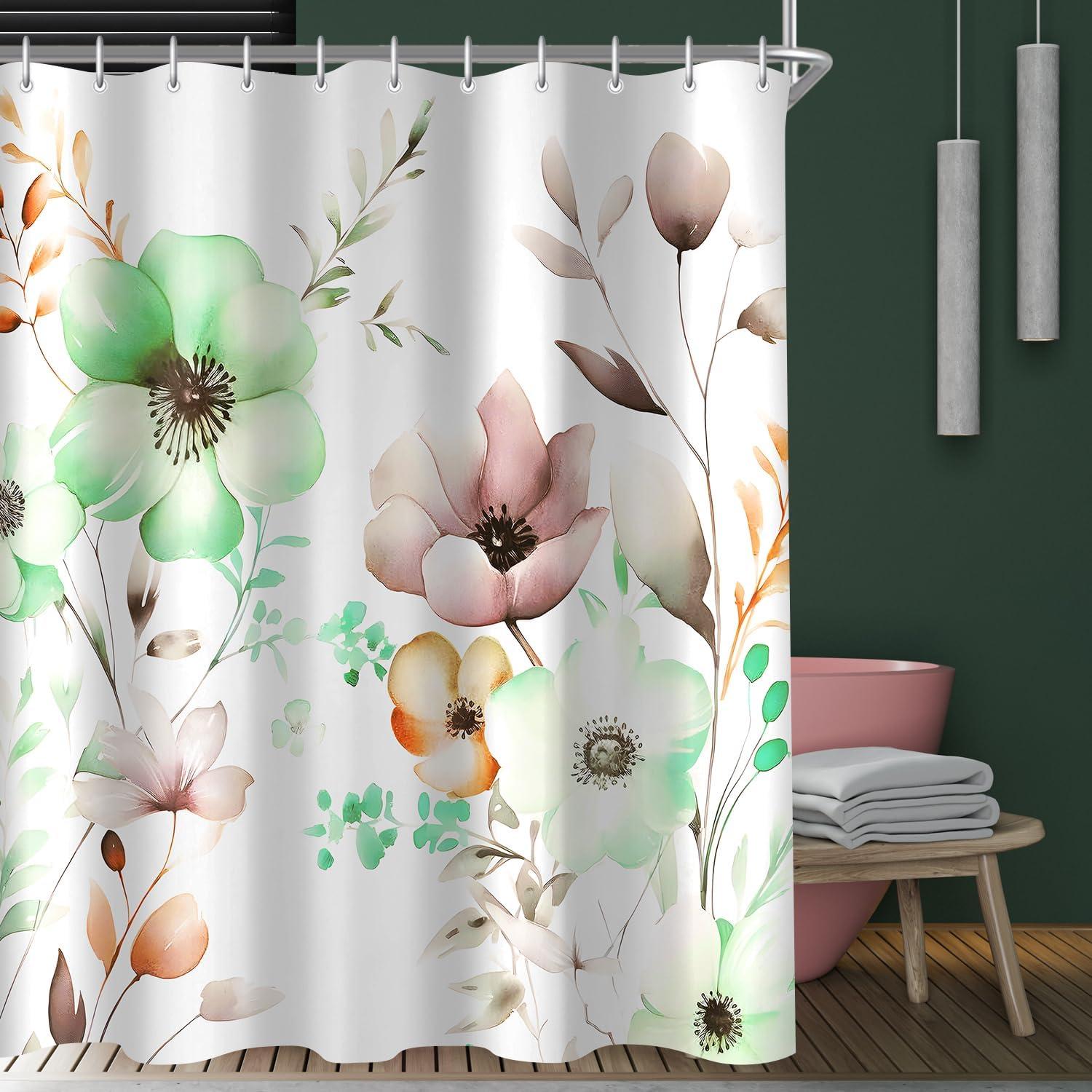 Duschvorhang Blumenzeichnung Antischimmel 120x200cm Polyester
