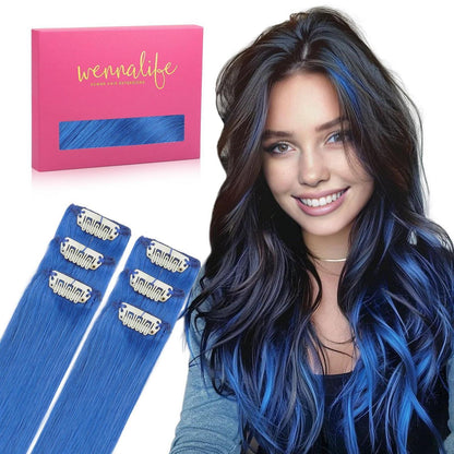 Blaues Clip-In Echthaar 60cm - 30g Remy Haarverlängerung