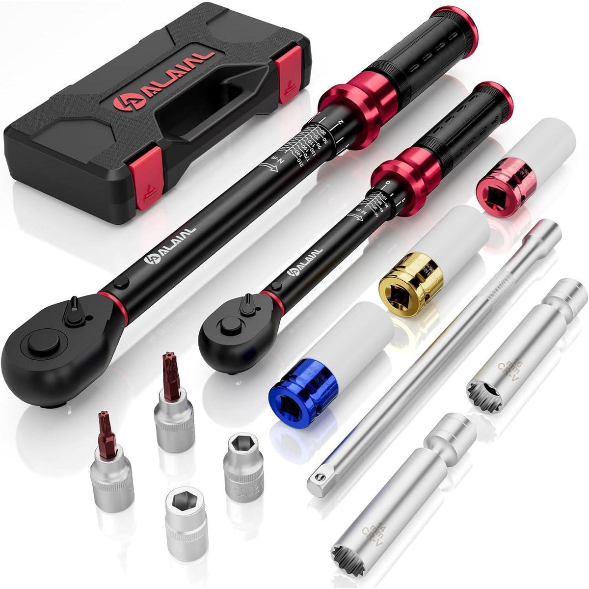 Drehmomentschlüssel Set 1/2" & 3/8" 12-teilig mit Zubehör