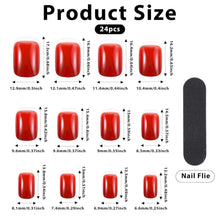 24 Stück Kurze Rote Selbstklebende Acryl Fingernägel