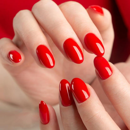 24 Stück Kurze Rote Selbstklebende Acryl Fingernägel